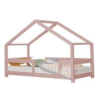 cama cabana infantil lucky 90 x 180 rosa pastel