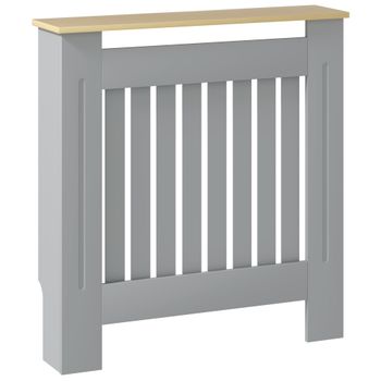 HOMCOM Cubreradiador de MDF Cubierta para Radiador para Salón Dormitorio Pasillo 78x19x83 cm Gris y Roble