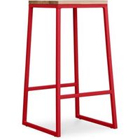 taburete diseno industrial - madera y metal - 76cm - big boy  rojo