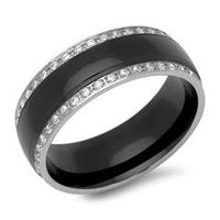anillo acero circonio bicolor 8 mm ancho