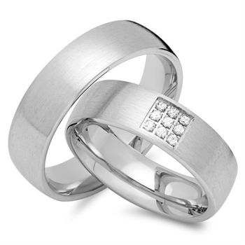 Alianzas 14 quilates oro blanco 9 diamantes