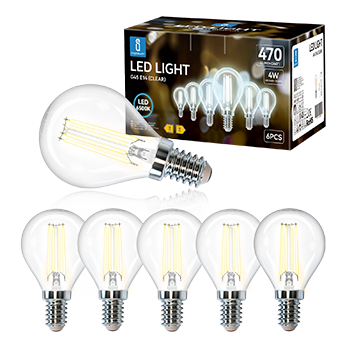 Aigostar Filamento Bombilla Led E14 Luz Fria 6500K,4W Equivalente a 40 W,470 Lúmenes,Ángulo De Apertura:360°,No Regulable,G45,Pack De 6 Uds
