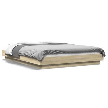 Estructura Cama Con Luces Led Madera Roble Sonoma 140x190 Cm