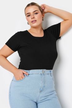 Yours Body Negro Manga Corta, Mujer Curvy Y Tallas Grandes, Yours