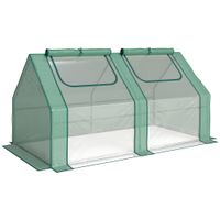 outsunny invernadero de exterior con cubierta doble ventanas y marco de acero para cultivar plantas flores 180x90x90 cm verde