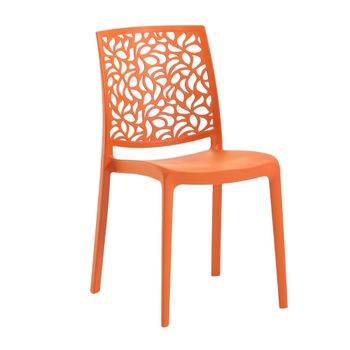 Conjunto de 6 sillas de resina para interior o exterior naranja