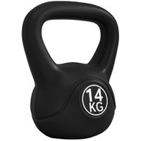 homcom pesa rusa de 14 kg kettlebell relleno de arena con mango ancho antideslizante para entrenamiento 26x18x32 cm negro