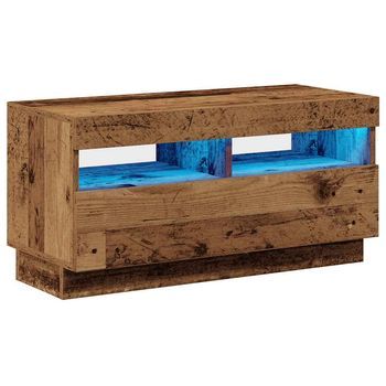 Mueble Tv | Mueble De Salón | Gabinete De Tv Luces Led Madera Ingeniería Envejecida 80x35x40 Cm