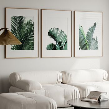Set de 3 cuadros 201, marco negro, 50x70 cm