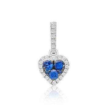 Colgante corazón diamantes zafiros 0.25 ct total