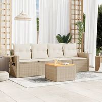 conjunto de sofas jardin con cojines 5 uds  mueble jardin mesa y sillas ratan sintetico beige cfw290567