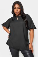 yours tunica negra manga con volante mujer curvy y tallas grandes yours