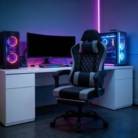 silla gaming con masaje lumbar reclinable 90145 negra y gris 70  70  127 cm