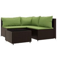 set muebles de jardin 4 uds y cojines ratan sintetico marron cfw924143