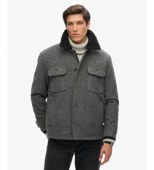 Superdry para hombre. M5011972A Chaqueta Merchant Wool Chore gris (M), Casual, Lana