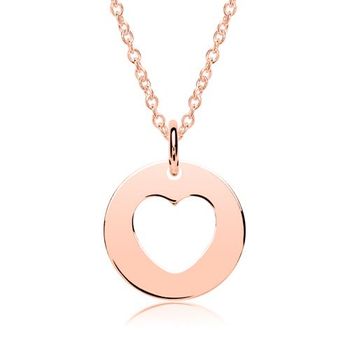 Cadena colgante corazón plata 925 oro rosa