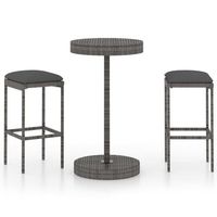 conjunto muebles bar jardin 3 uds  mesa y sillas y cojines ratan sintetico gris
