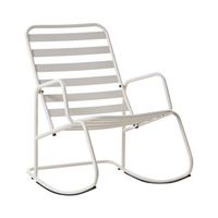 silla mecedora moderna de metal para jardin diseno de listones exterior aluminio blanco crema turi