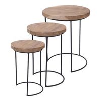 well home juego de 3 mesas auxiliares redondas metal o18o28o38cm