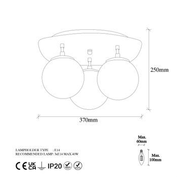 Lámpara De Techo Well-11715 Blanco Negro Metal Vidrio 37x44x25