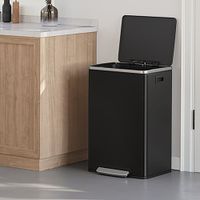 cubo de basura de 50 l de acero de color negro