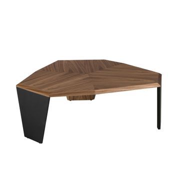 Mesa Centro Asimétrica Nogal Y Pvc Negro Angel Cerdá 2136 115x96x40