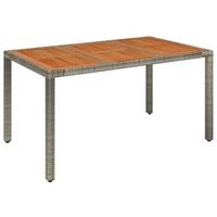 mesa de jardin  mesa de exterior superficie de madera ratan pe gris 150x90x75 cm