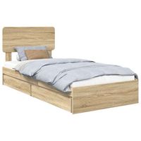 cama con almacenamiento con cajon roble sonoma 90 x 200 cm vidaxl
