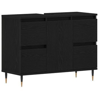 Armario De Lavabo | Gabinete De Lavabo Para Baño Roble Negro 80 X 33 X 60 Cm