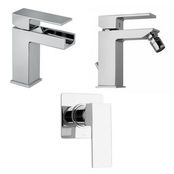 Kit Grifería Mezcladora Lavabo, Bidet, Ducha Acabado Cromado