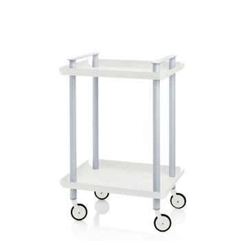 Carrito Auxiliar Leky, Armazón Gris, 2 Estantes. Multifuncional, Práctico Y Decorativo,acero,rojo
