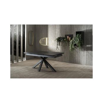 Mesa Extensible De 160cm A 240cm Moderna Encimera De Cerámica Sobre Cristal Templado Portoro