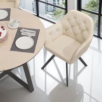silla de comedor 360 con reposabrazos y de terciopelo crema