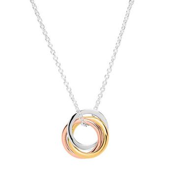 Cadena colgante de plata 925 pulida tricolor