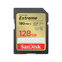 sandisk extreme 128gb sdxc memory card  1 year rescuepro deluxe up to 180mbs  90mbs readwrite speeds uhs-i class 10 u3