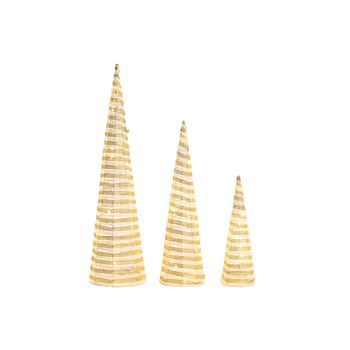 Cono Set 3 Led Ratan 20x20x80 Blanco