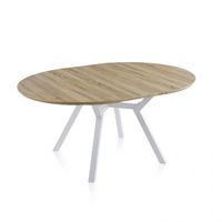 mesa de comedor redonda extensible 120x120-160 cm aeris roble - blanco 160 x 75 x 120 cm