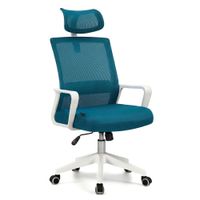 silla de oficina ergonomica 111-121x51 cm tex blanco turquesa