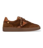 carmela para mujer 16437201-camel zapatillas de piel 164372 marron claro 40 plano ante cordones casual