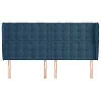 cabecero cama mueble de dormitorio con orejas de terciopelo oscuro 203 x 23 x 118128 cm azul m020003733