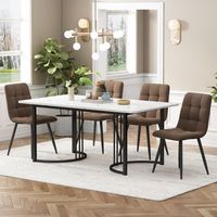 conjunto de comedor - mueble de cocina - mdf y terciopelo - blanco y marron 140x80x75cm