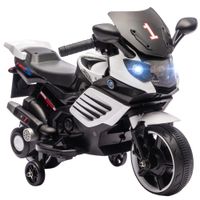 aiyaplay moto electrica para ninos 6v con ruedas de apoyo musica faro para ninos de 18-36 mesas blanco   aosom espana