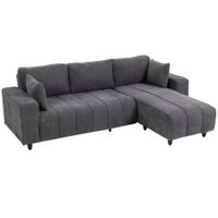homcom sofa esquinero modular 242 cm 3 plazas en l con chaise longue reversible 2 cojines tejido efecto lino gris   aosom espana
