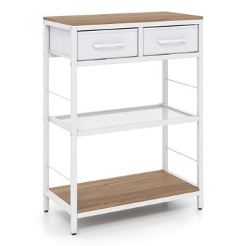 Costway Mesa Consola con Cajones Tela y Estantes Almacenaje Estructura Metálica 60 x 30 x 81 cm Natural