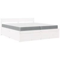 cama con cajones y colchon madera maciza pino blanca 200x200 cm vidaxl