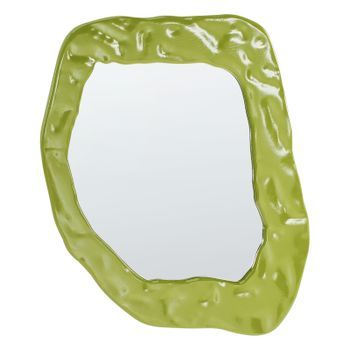 Espejo De Pared Decorativo 74 X 57 Cm Estilo Retro Asimétrico Mdf Verde Martyre