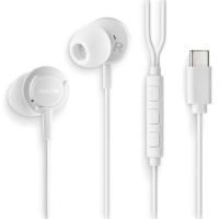 auriculares ngs cross step con cable usb-c con microfono y boton multifuncion blancos