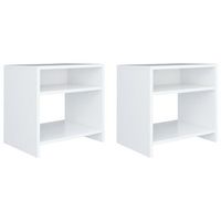 juego de 2 mesitas de noche con compartimento abierto y estante 40 x 30 x 40 cm madera contrachapada blanca dec034891