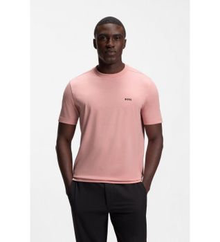BOSS para hombre. 50506373 Camiseta con Detalle de Logo rosa (M), Casual, Algodón, Manga corta