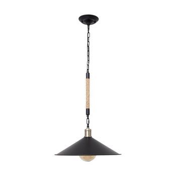 Lámpara De Techo Soga Lumit 40w Altura Regulable Negro/natural Ø43 Cm